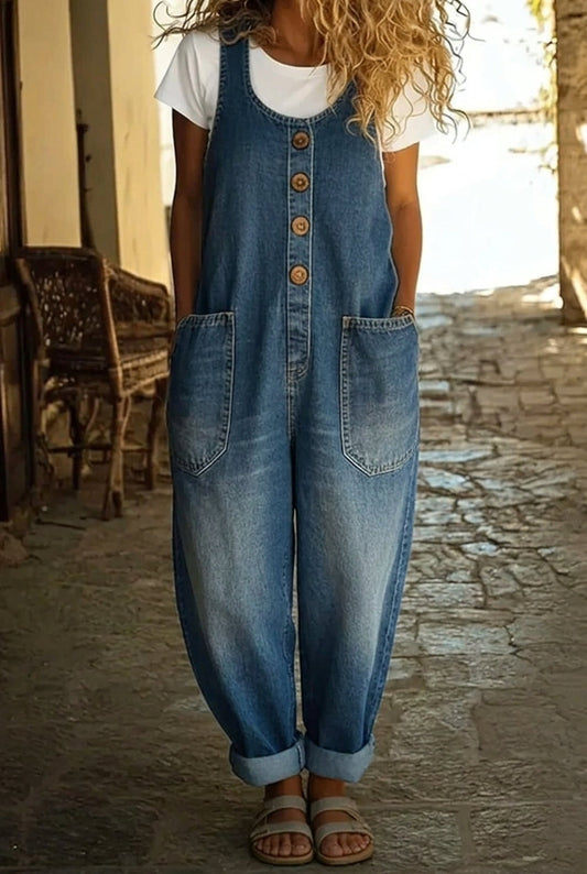 Leona – Vintage Cotton Denim Jumpsuit