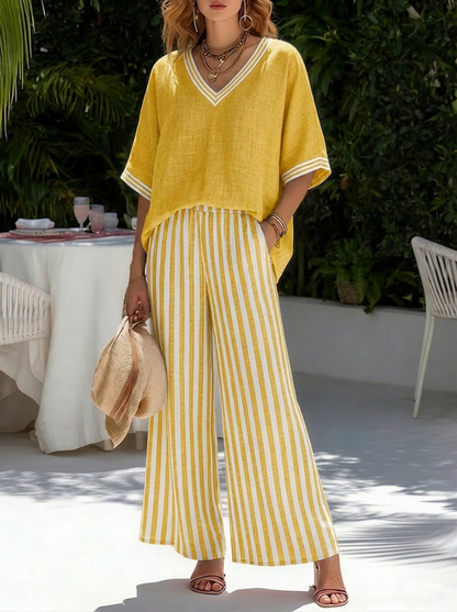 Kora – Striped Linen Cotton Two-Piece Set