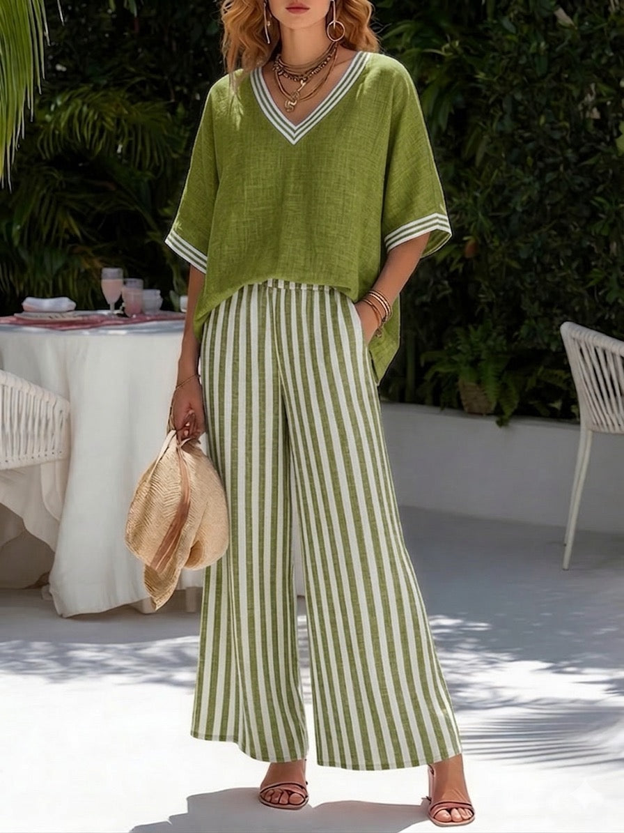 Kora – Striped Linen Cotton Two-Piece Set