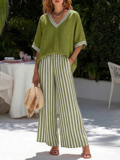 Kora – Striped Linen Cotton Two-Piece Set