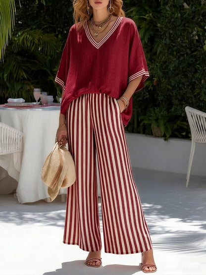 Kora – Striped Linen Cotton Two-Piece Set