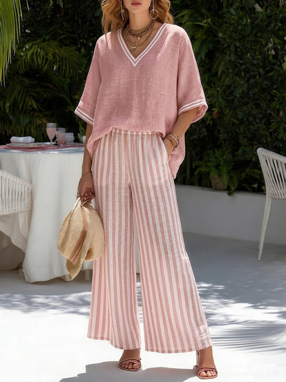 Kora – Striped Linen Cotton Two-Piece Set