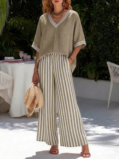 Kora – Striped Linen Cotton Two-Piece Set