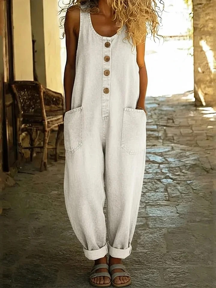 Leona – Vintage Cotton Denim Jumpsuit