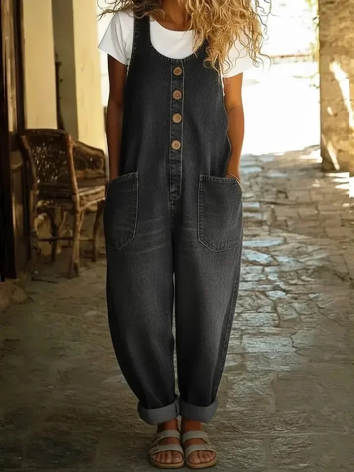 Leona – Vintage Cotton Denim Jumpsuit