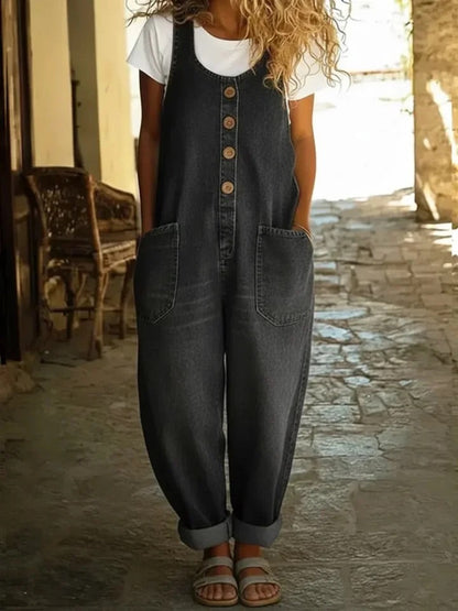 Leona – Vintage Cotton Denim Jumpsuit