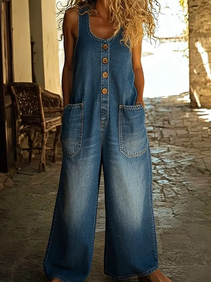 Leona – Vintage Cotton Denim Jumpsuit