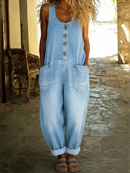 Leona – Vintage Cotton Denim Jumpsuit